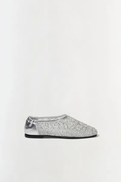 Simkhai Women's Eden Metallic Lace Flat In Silver