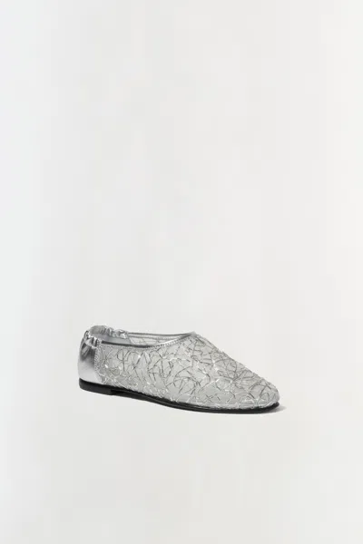 Simkhai Women's Eden Metallic Lace Flat In Silver