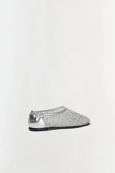 Simkhai Women's Eden Metallic Lace Flat In Silver