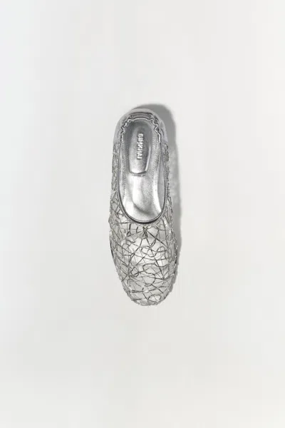 Simkhai Women's Eden Metallic Lace Flat In Silver