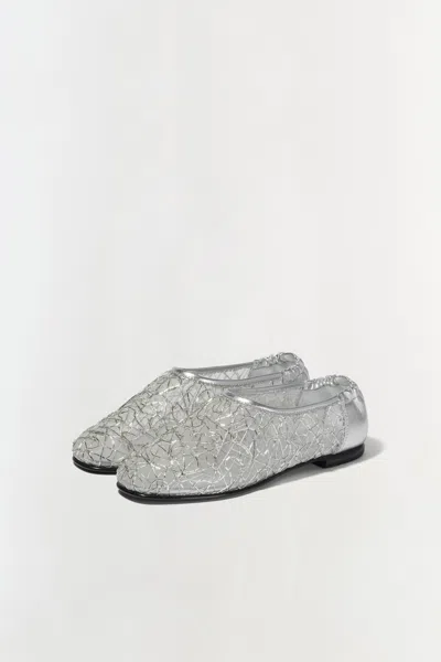 Simkhai Women's Eden Metallic Lace Flat In Silver