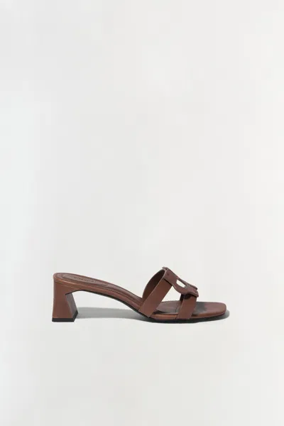 Simkhai Monogram Block Heel Sandal In Sable