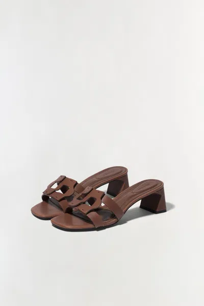 Simkhai Monogram Block Heel Sandal In Sable