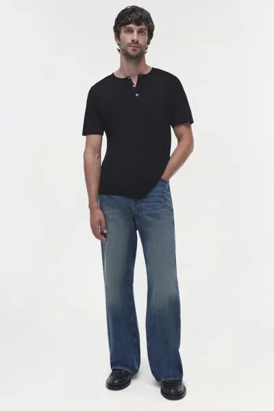 Simkhai Men's Hayes Silk Linen Henley In Black