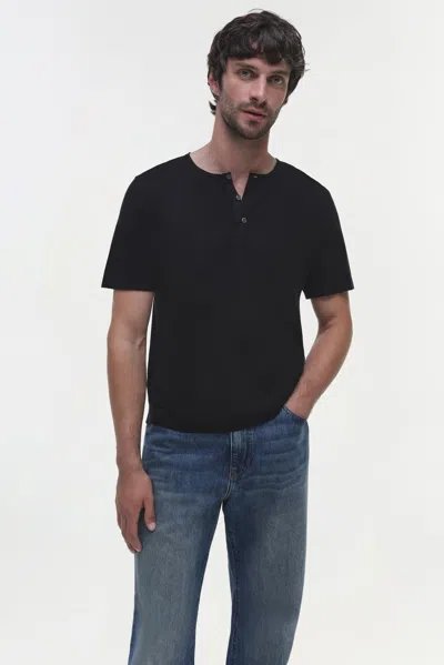 Simkhai Men's Hayes Silk Linen Henley In Black