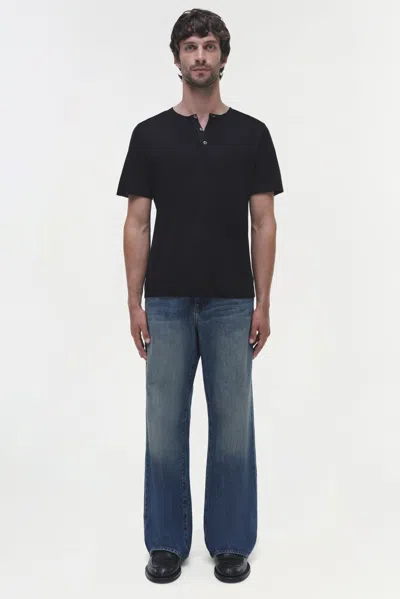 Simkhai Men's Hayes Silk Linen Henley In Black