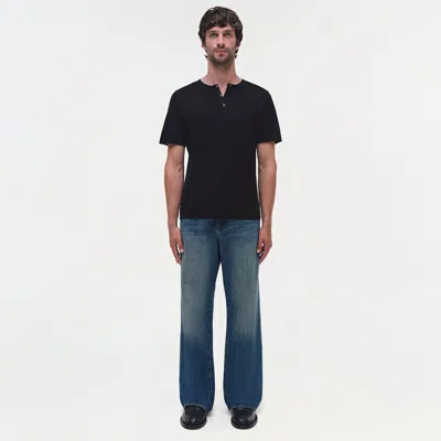 Simkhai Men's Hayes Silk Linen Henley In Black
