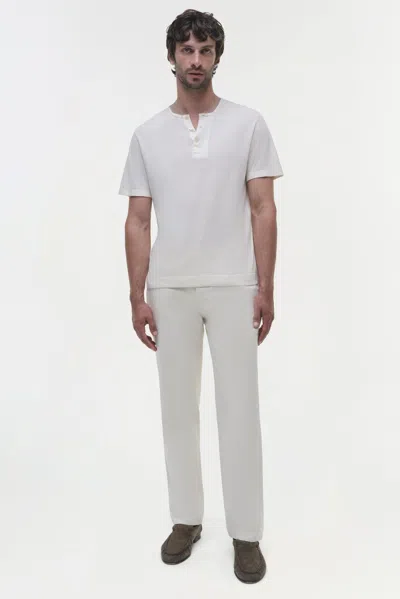 Simkhai Men's Hayes Silk Linen Henley In Ivory