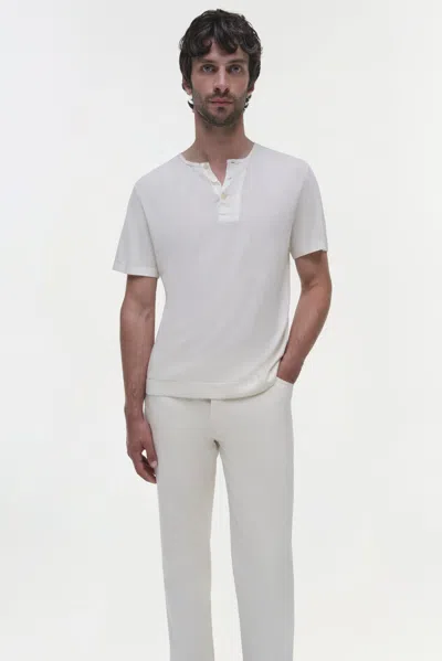 Simkhai Men's Hayes Silk Linen Henley In Ivory