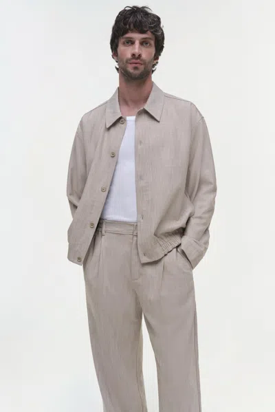 Simkhai Men's Archibald Shirt Jacket In Natural Linen