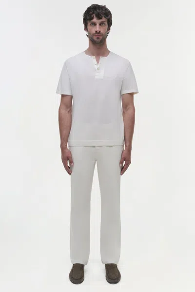 Simkhai Men's Hayes Silk Linen Henley In Ivory