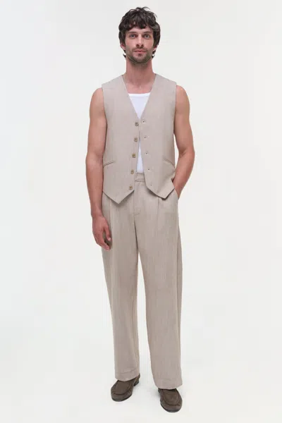 Simkhai Men's George Vest In Natural Linen