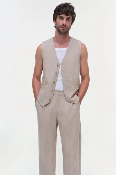Simkhai Men's George Vest In Natural Linen