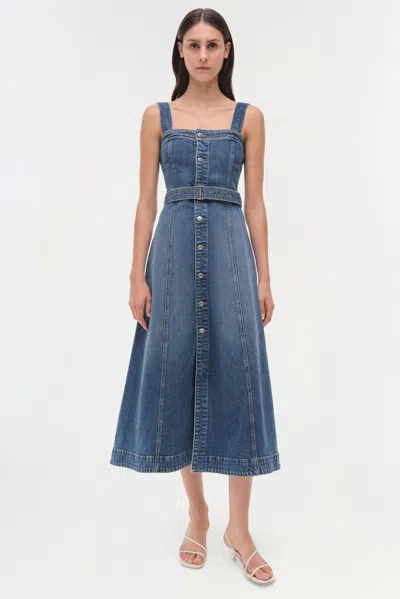 Simkhai Womens Trancoso Alba Bustier Denim Midi Dress