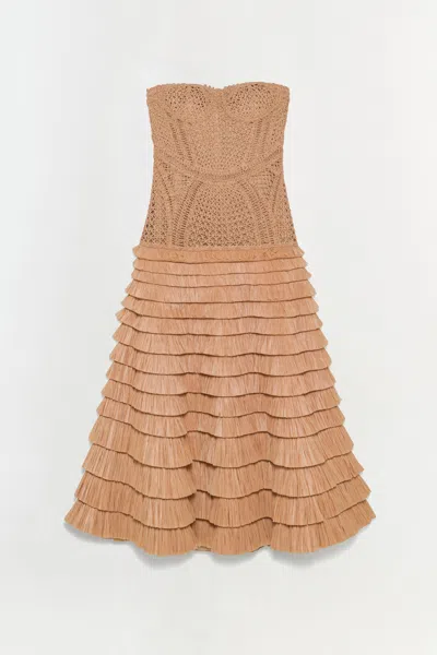 Simkhai Santana Raffia-blend Bustier Dress