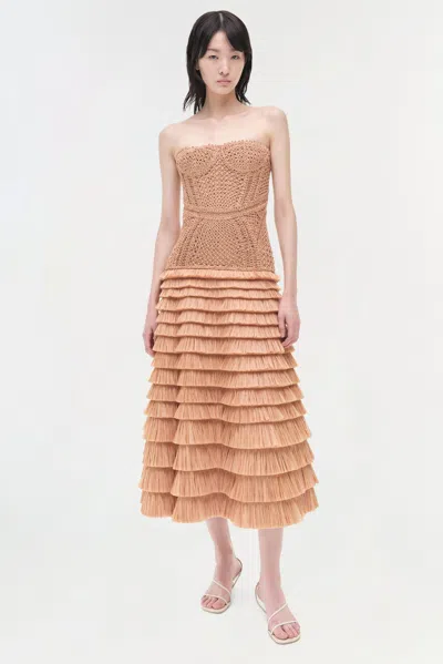 Simkhai Santana Raffia-blend Bustier Dress