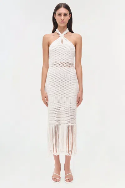 Simkhai Women's Sanchez Lattice Knit Midi Dress In Ivory