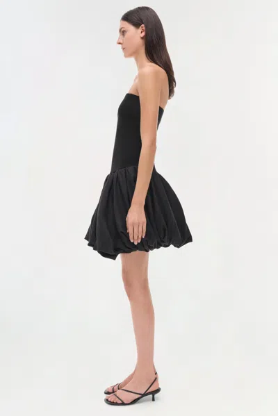 Simkhai Pollie Strapless Stretch Recycled-knit And Linen-blend Mini Dress In Black