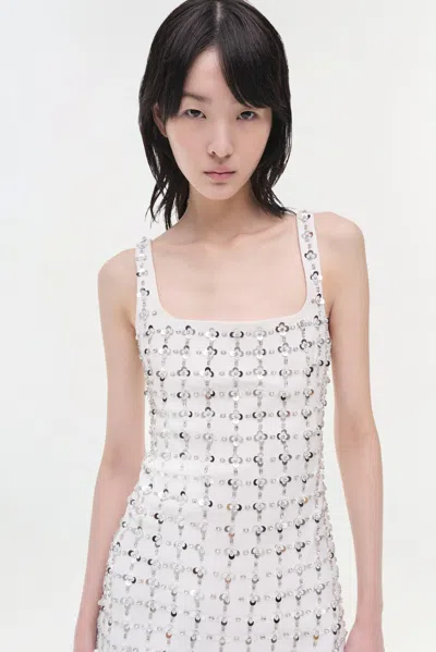 Simkhai Ziva Metallic Floral Embellished Dress In White Multi