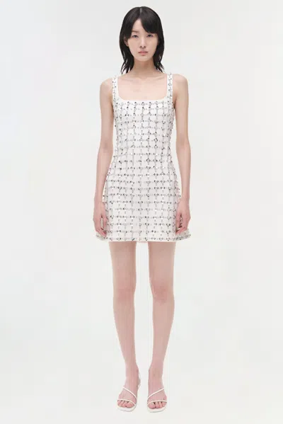 Simkhai Ziva Metallic Floral Embellished Dress In White Multi