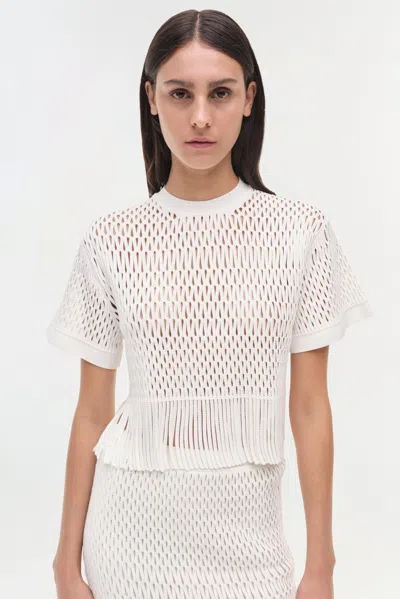 Simkhai Women's Xavia Lattice Knit Midi Skirt In Ivory