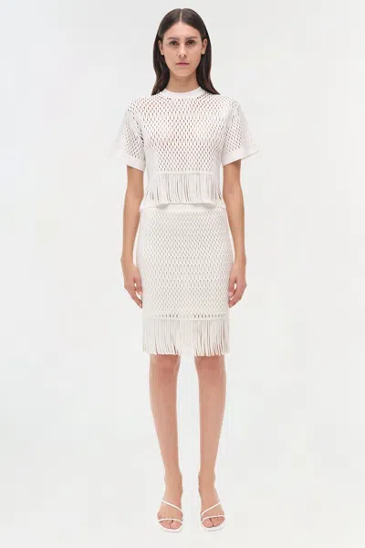 Simkhai Women's Xavia Lattice Knit Midi Skirt In Ivory