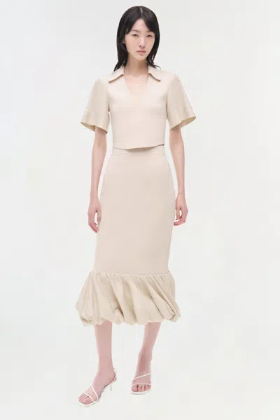 Simkhai Women's Ruffled Cami Toplle Linen Knit Midi Skirt In Sand