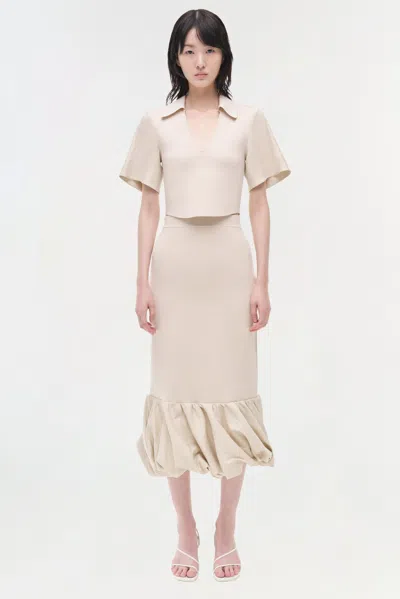 Simkhai Women's Ruffled Cami Toplle Linen Knit Midi Skirt In Sand