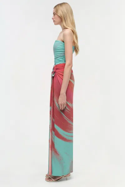 Simkhai Women's Emma Strapless Jersey Gown In Mint Marble Print