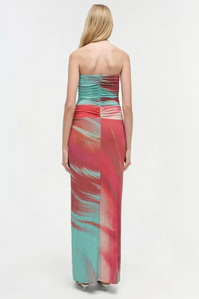 Simkhai Women's Emma Strapless Jersey Gown In Mint Marble Print