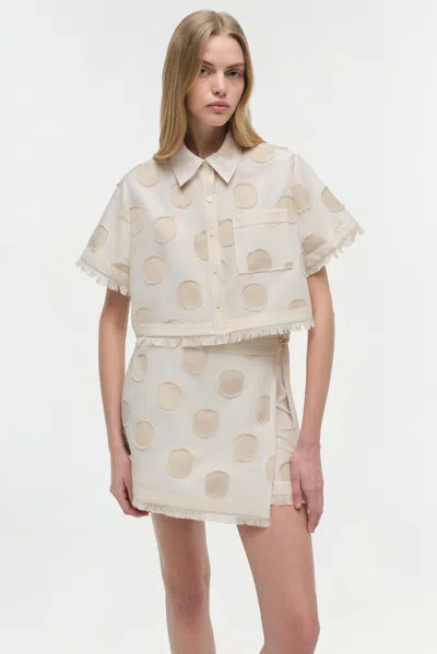 Simkhai Women's Bethany Mini Wrap Skirt In Sand Polka Dot