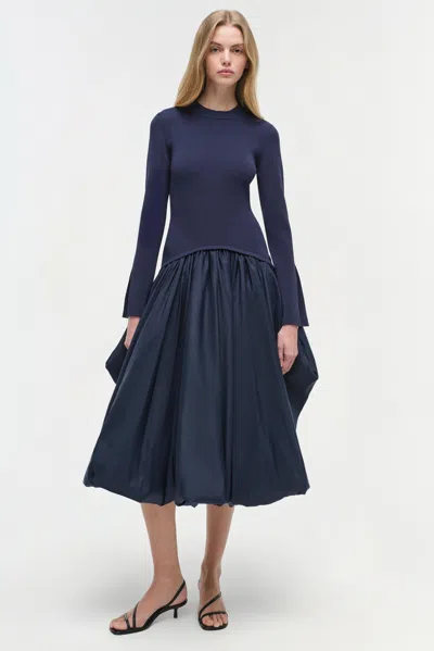 Simkhai Women's Kenlie Taffeta Knit Midi Dress In Midnight In Blue
