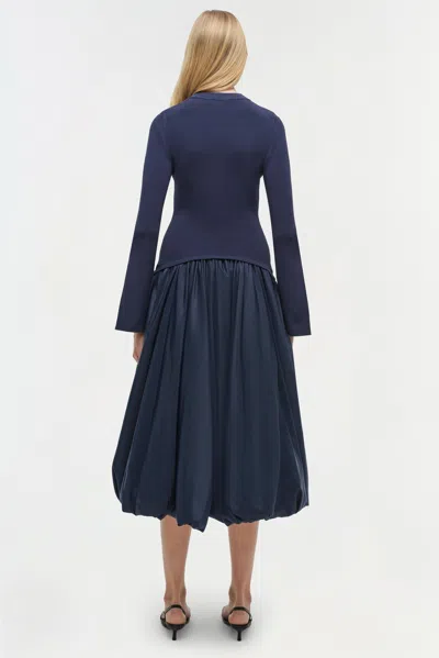 Simkhai Women's Kenlie Taffeta Knit Midi Dress In Midnight In Blue