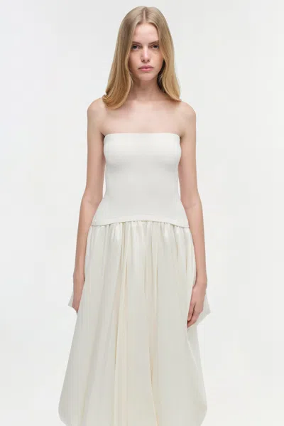 Simkhai Women's Knitted Izzy Strapless Taffeta Midi Dress In Ivory