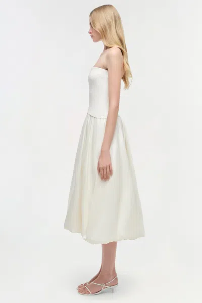 Simkhai Women's Knitted Izzy Strapless Taffeta Midi Dress In Ivory
