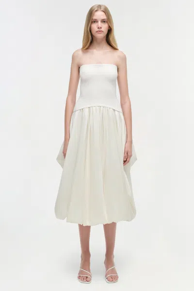 Simkhai Women's Knitted Izzy Strapless Taffeta Midi Dress In Ivory