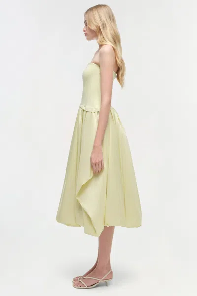 Simkhai Women's Knitted Izzy Strapless Taffeta Midi Dress In Sunglow