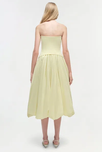 Simkhai Women's Knitted Izzy Strapless Taffeta Midi Dress In Sunglow