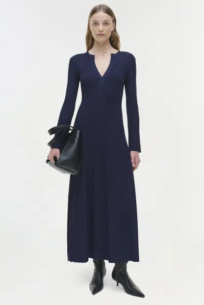 Simkhai Women's V-neck Genna Knit Midi Dress In Midnight