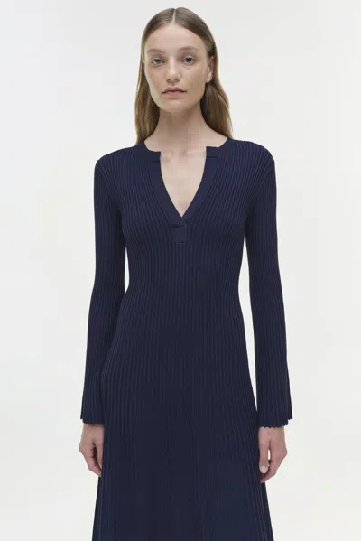 Simkhai Women's V-neck Genna Knit Midi Dress In Midnight