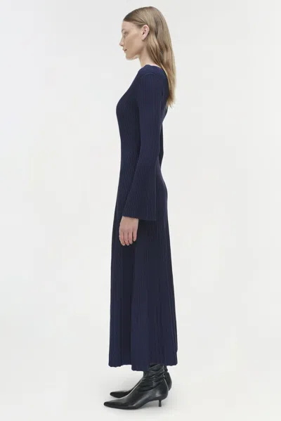 Simkhai Women's V-neck Genna Knit Midi Dress In Midnight