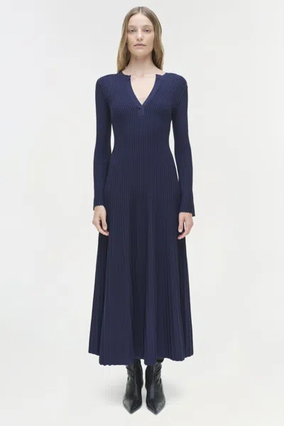 Simkhai Women's V-neck Genna Knit Midi Dress In Midnight