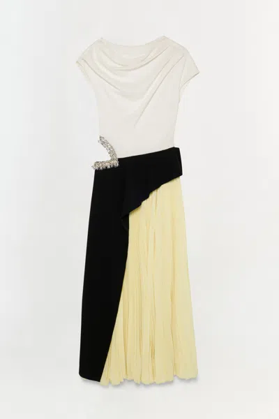 Simkhai Andromeda Pleated Crystal-embellished Midi Dress In White