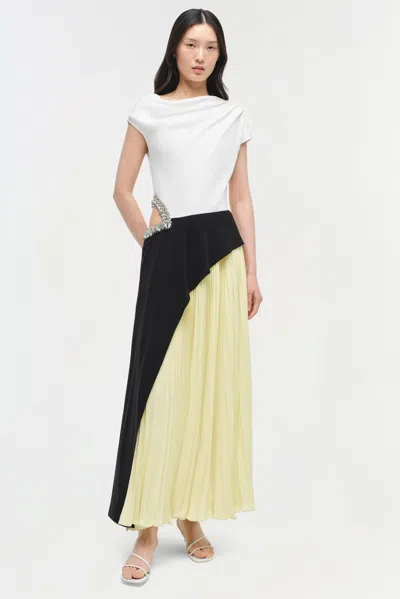 Simkhai Andromeda Pleated Crystal-embellished Midi Dress In White