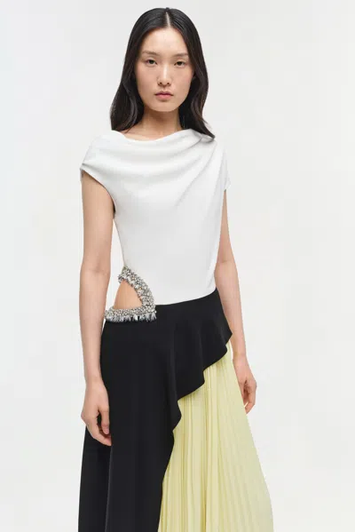 Simkhai Andromeda Pleated Crystal-embellished Midi Dress In White