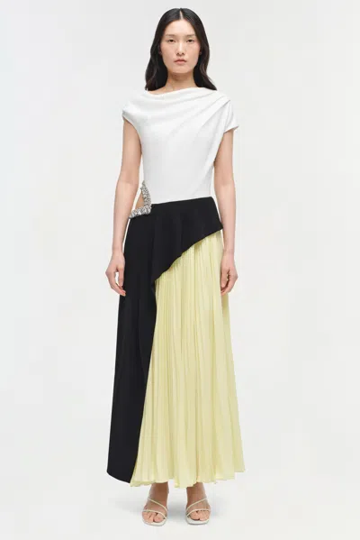 Simkhai Andromeda Pleated Crystal-embellished Midi Dress In White