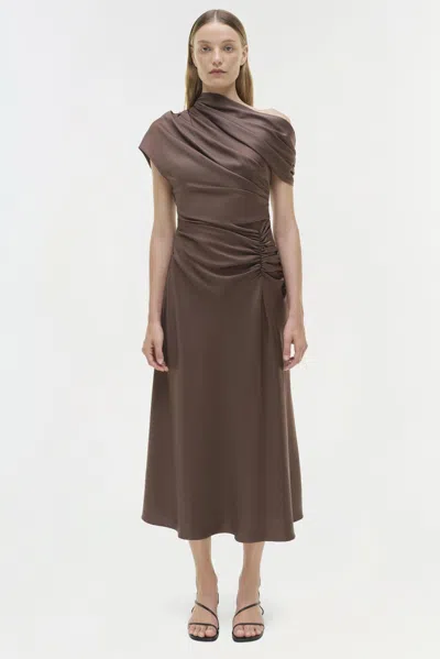 Simkhai Satin Asymmetric Joanna Midi Dress