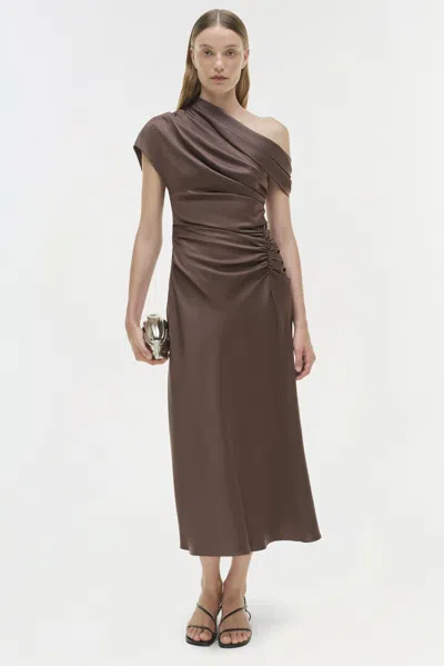 Simkhai Satin Asymmetric Joanna Midi Dress
