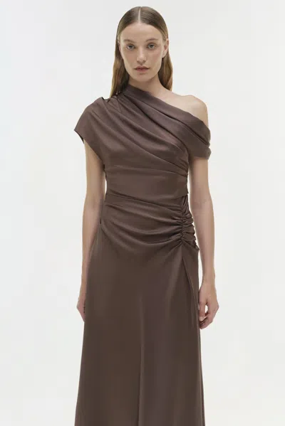 Simkhai Satin Asymmetric Joanna Midi Dress
