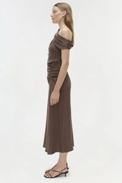 Simkhai Satin Asymmetric Joanna Midi Dress